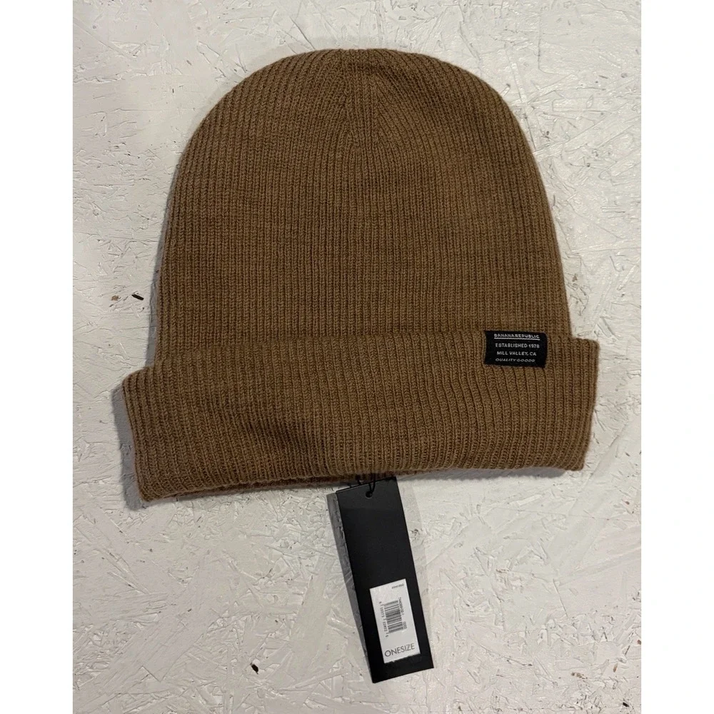 BANANA REPUBLIC Men's Washable Merino Beanie‎ One Size BNWT Brown Winter